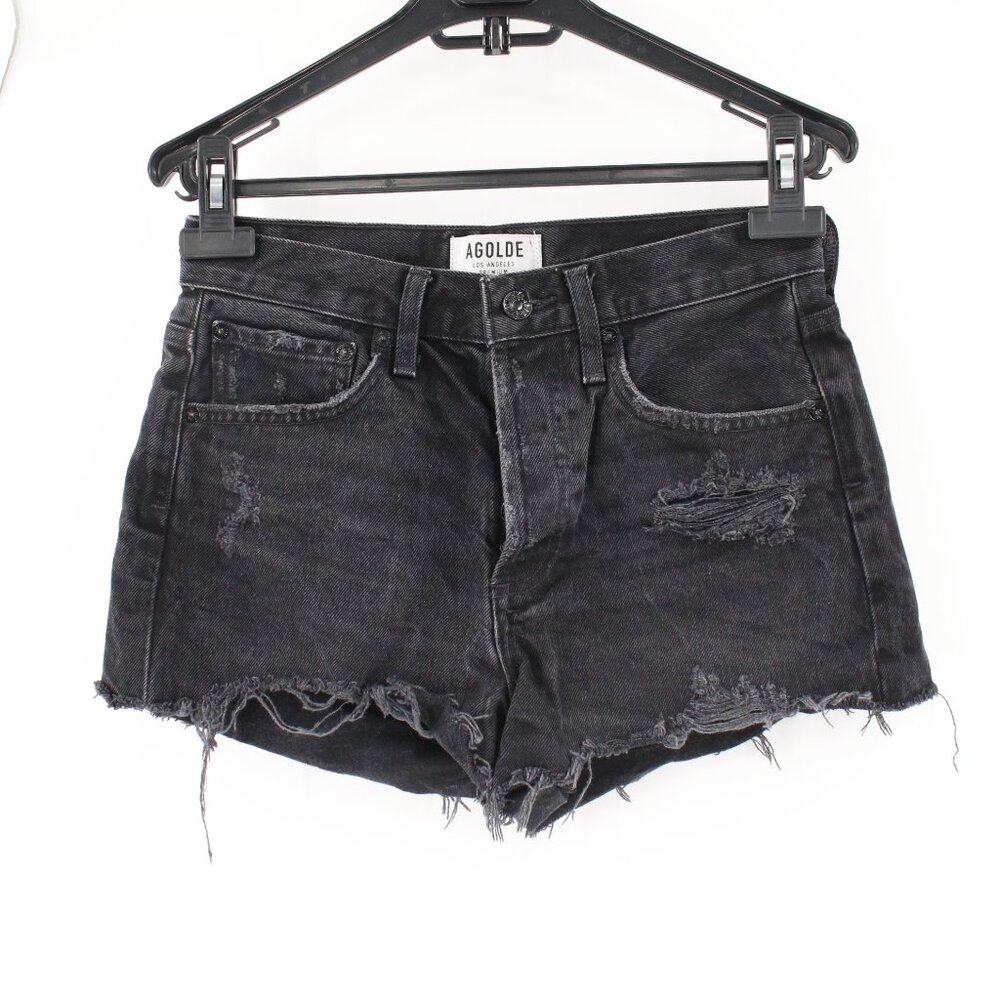 Agolde Shorts Womens 25 Parker Cut Off High Rise Denim Zero distressed frayed